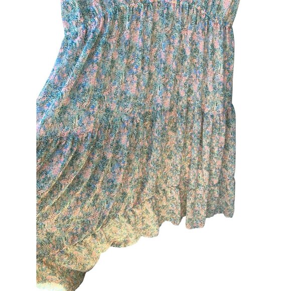 Women's Ava & Viv Pastel Floral Tiered Maxi Dress‎ Flutter Sleeves Plus Size 1X - Picture 6 of 10